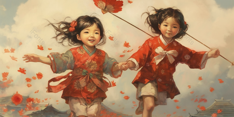 两个儿童户外油画背景,插画/手绘图,插画/手绘图库,插画/手绘图下载,插画/手绘